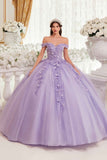 Ladivine 15717 Off the Shoulder 3D Floral Applique Quinceanera Gown