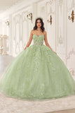 Ladivine 15719 Long Poofy Quinceanera Gown With Tulle Cape