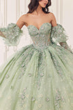 Ladivine 15722 Long Poofy A-Line Quinceanera Dress with Puffy Sleeves