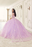 Ladivine 15723 Long Poofy A-Line Quinceanera Gown with Tulle Cape