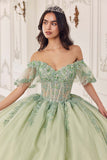 Ladivine 15725 Off Shoulder Half Sleeve Poofy Quinceanera Gown