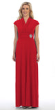 CLEARANCE - Celavie 2466L Red Cap Sleeve A-line Long Dress (Size 2XL)