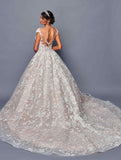 Deklaire Bridal 485 Cap Sleeve Illusion Boat Neckline A-Line Wedding Gown