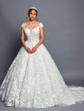 Deklaire Bridal 485 Cap Sleeve Illusion Boat Neckline A-Line Wedding Gown