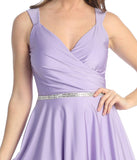 Celavie 6547-S Short V-Neckline Evening A-Line Dress