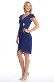 Celavie 6587-S Dress Cap Sleeves V-Neckline Knee Length Dress