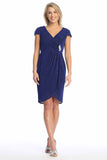 Celavie 6587-S Dress Cap Sleeves V-Neckline Knee Length Dress