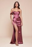 Ladivine 7448 Dress One Shoulder Satin Corset Gown