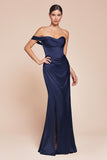 Ladivine 7448 Dress Long One Shoulder Satin Corset Gown