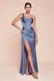 Ladivine 7448 Dress Long One Shoulder Satin Corset Gown