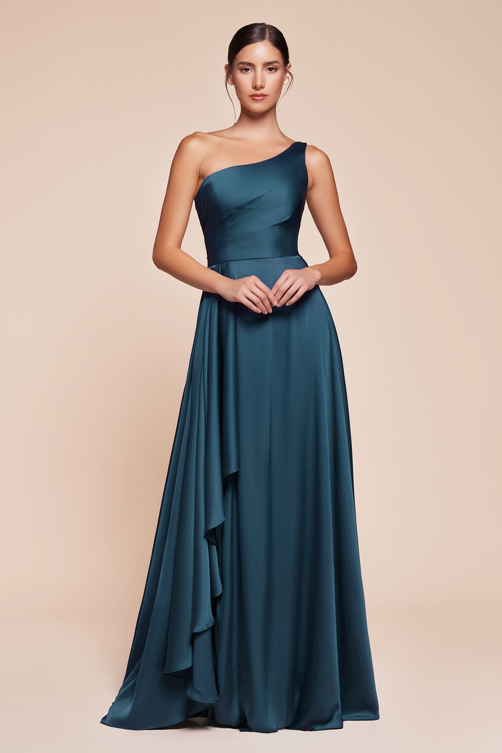 Ladivine 7450 Dress One Shoulder Satin A-Line Gown