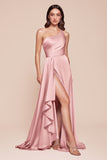 Ladivine 7450 Dress One Shoulder Satin A-Line Gown