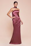 Ladivine 7451 Dress Strapless Satin Gown with Sash