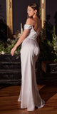 Ladivine 7492W Satin Off The Shoulder Corset Off White Gown