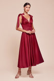 Ladivine 7499 Dress Tea Length Satin A-Line Dress