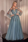 Andrea & Leo A1263 Long Sleeve A-Line Tulle & Lace Gown