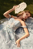 Andrea & Leo A1343 Long Off Shoulder Ethereal A-Line Ball Gown