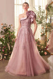 Andrea & Leo A1373 Dress One Shoulder Rosette Mauve Ball Gown