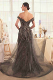 Andrea & Leo A1375 Dress Off The Shoulder Beaded Gown & Overskirt