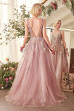 Andrea & Leo A1394 Dress Floral Applique A-Line Layered Tulle Gown