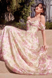 Andrea & Leo A1466 Dress Floral Printed Off The Shoulder A-Line Gown