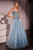 Ladivine CC0881 Dress A-Line Layered Tulle Gown & Lace Embellished Bodice