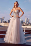 Ladivine CC0881 Dress A-Line Layered Tulle Gown & Lace Embellished Bodice