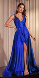 Ladivine CC2349 Long Glitter Stretch Satin A-Line Evening Gown