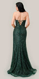 Ladivine CD0233 Long Strapless Beaded Emerald Prom Gown