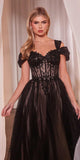 Ladivine CD0237 Long Black Off The Shouler Ball Gown