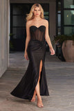 Ladivine CD2408 Dress Strapless Fitted Satin & Hot Stone Dress