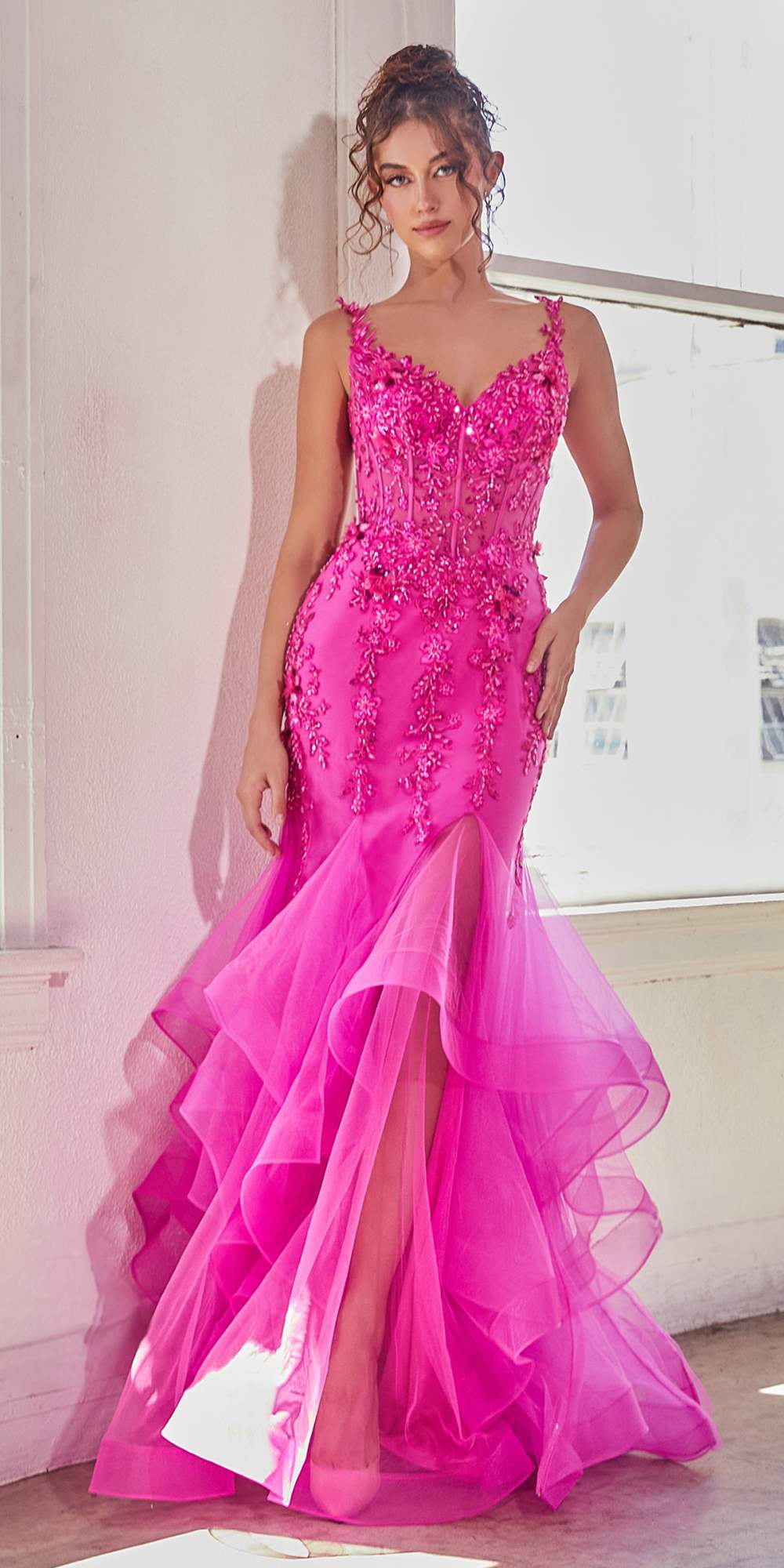 Ladivine CD331 Dress | Cinderella Divine CD331 - Fuchsia