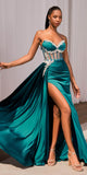 Ladvine CD343 Strapless Satin Fitted Prom Gown With Embellishments