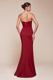 Ladivine CD355 Long Strapless Chiffon Scoop Neck Gown