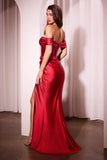 Ladivine CD370 Dress Satin Off The Shoulder Fitted Gown