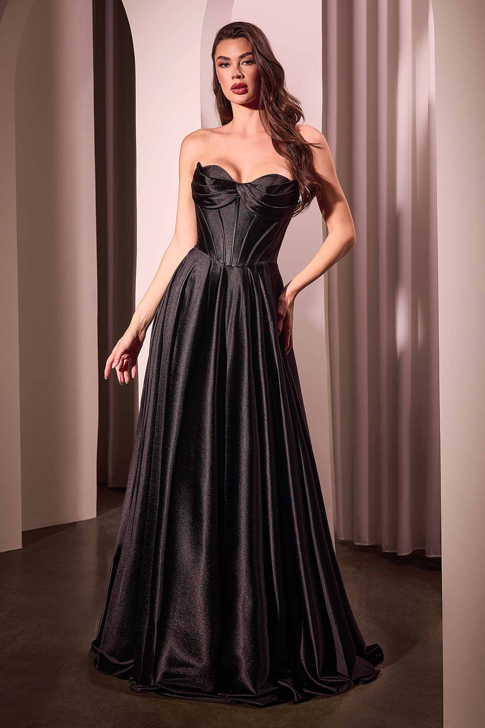 Ladivine CD378 Dress Strapless Satin A-Line Gown