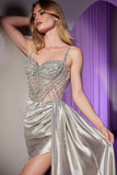 Ladivine CD774 Dress Crystal & Satin Fitted Gown