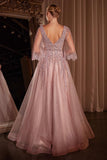 Ladivine CD784 Dress Bell Sleeve Layered Tulle/Lace Ball Gown