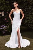 Ladivine CD791W Wedding Dress Strapless Stretch Satin Bridal Gown