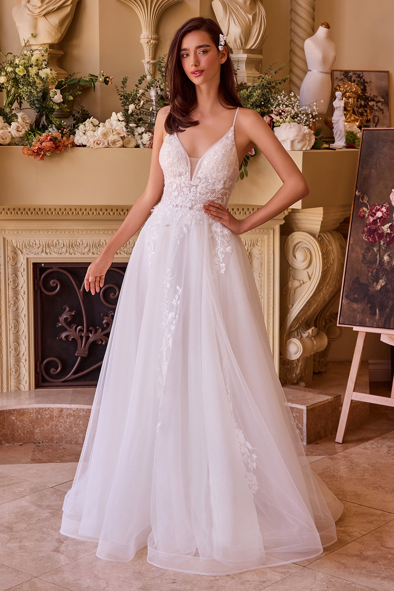 Ladivine CD792W Dress Layered Tulle A-Line Wedding Gown