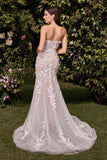 Ladivine CD793W Dress Fit and Flare Lace Contrast Bridal Gown