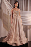 Ladivine CD849 Embellished A-Line Layered Tulle Prom Dress