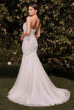 Ladivine CDS482W Lace Embellished Strapless Mermaid Wedding Dress