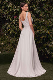 Ladivine CDS503W Dress A-Line Chiffon Bridal Gown With Removable Cape