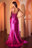 Ladivine CDS524 Dress Fitted Satin & Lace Evening Gown