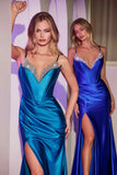 Ladivine CDS528 Dress Crystal Edged Fitted Satin Gown