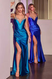 Ladivine CDS528 Dress Crystal Edged Fitted Satin Gown