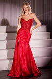 Ladivine CM369 Dress Strapless Stretch Taffeta Fitted Gown