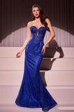 Ladivine J871 Long Sultry Fitted Strapless Embellished Gown