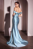 Ladivine J877 Dress Glistening Satin Off the Shoulder Gown